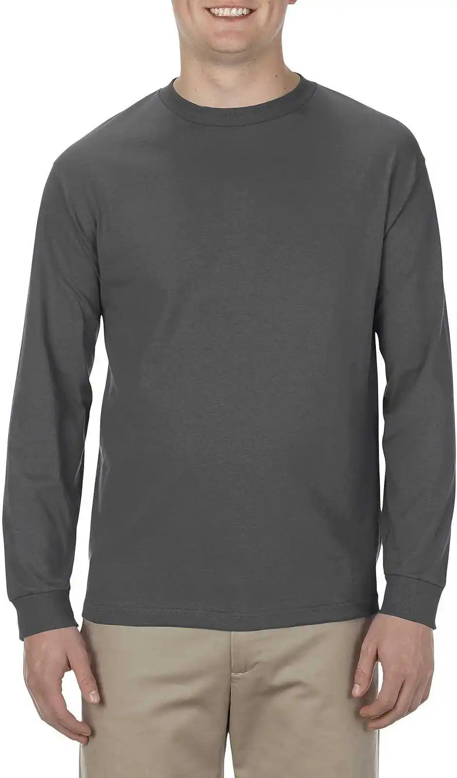 American Apparel 1304 Unisex Heavyweight Cotton Long Sleeve T-shirt - Charcoal Heather