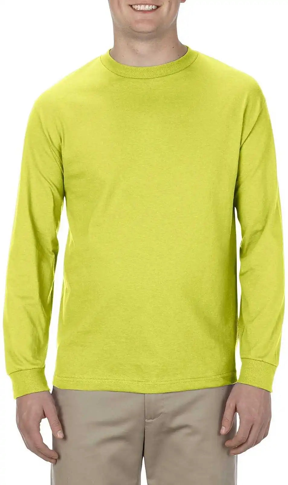 American Apparel 1304 Unisex Heavyweight Cotton Long Sleeve T-shirt - Safety Green