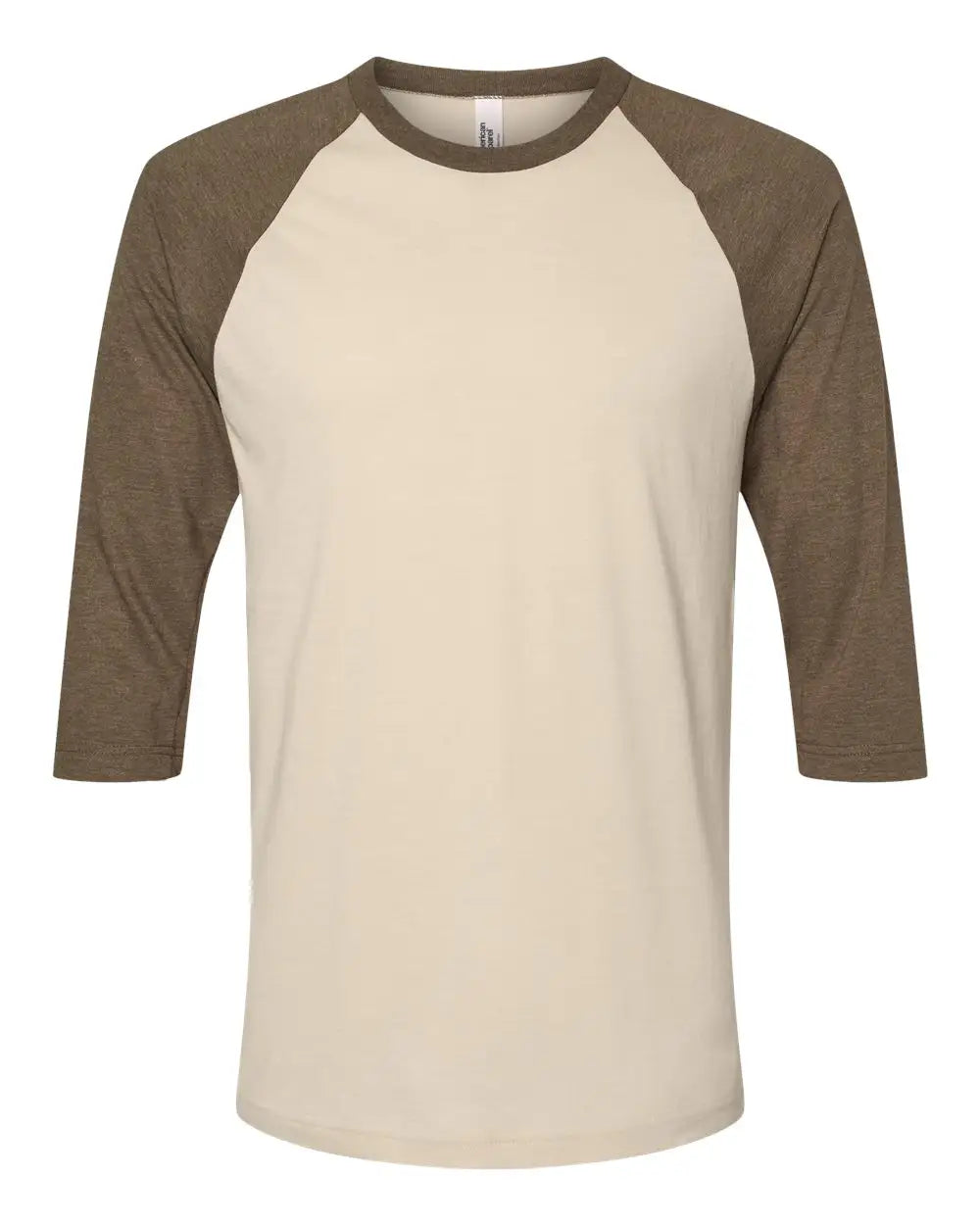 American Apparel 2003cvc Cvc Three-quarter Sleeve Tee - Heather Bone Army - Sand Brown / s