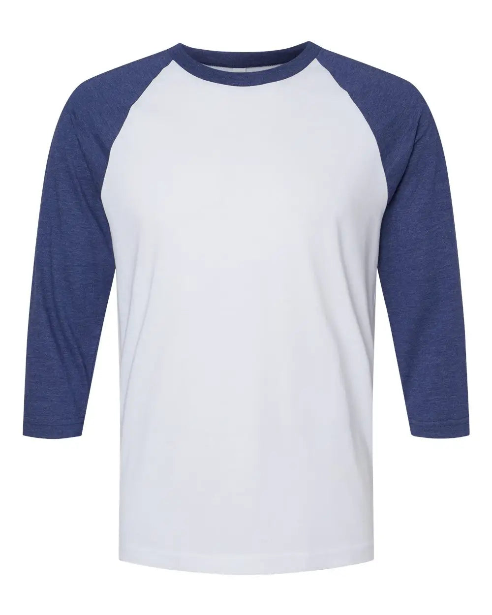 American Apparel 2003cvc Cvc Three-quarter Sleeve Tee - White Heather Indigo - Navy / s
