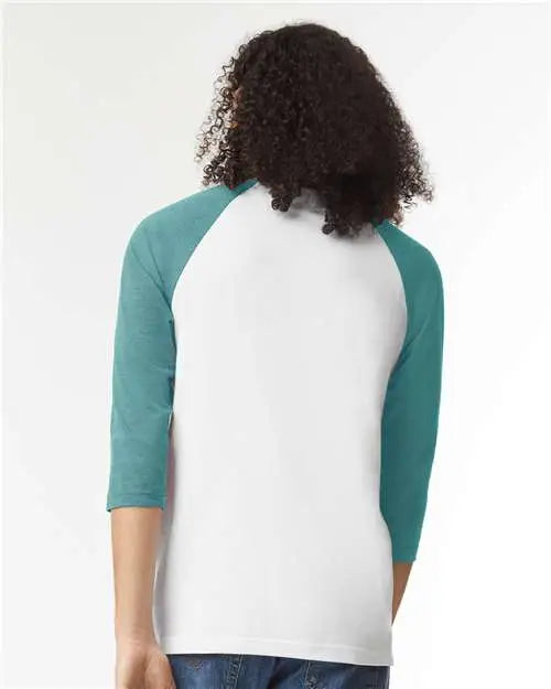 American Apparel 2003cvc Cvc Three-quarter Sleeve Tee - White Heather Arctic