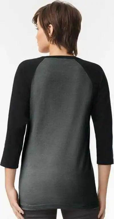 American Apparel 2003cvc Unisex Cvc Three-quarter Sleeve Tee - Heather Charcoal Black