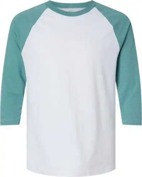 American Apparel 2003cvc Unisex Cvc Three-quarter Sleeve Tee - Whiteheather Arctic