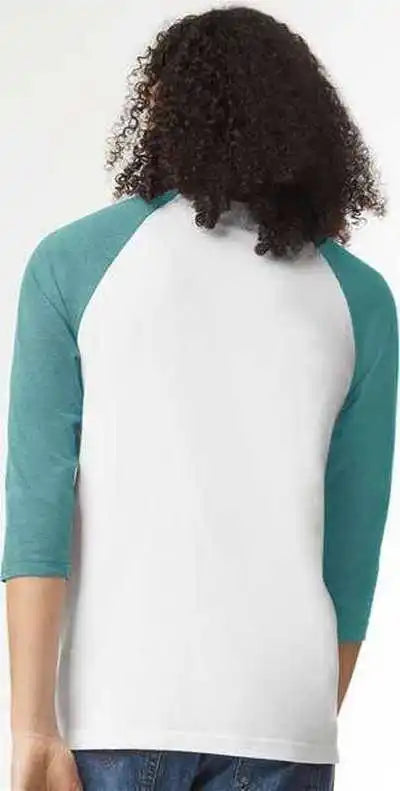 American Apparel 2003cvc Unisex Cvc Three-quarter Sleeve Tee - Whiteheather Arctic