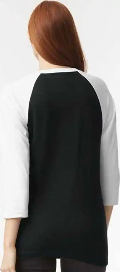 American Apparel 2003cvc Unisex Cvc Three-quarter Sleeve Tee - Black White