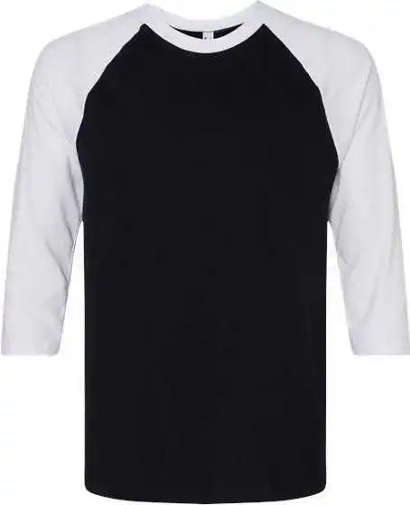 American Apparel 2003cvc Unisex Cvc Three-quarter Sleeve Tee - Black White