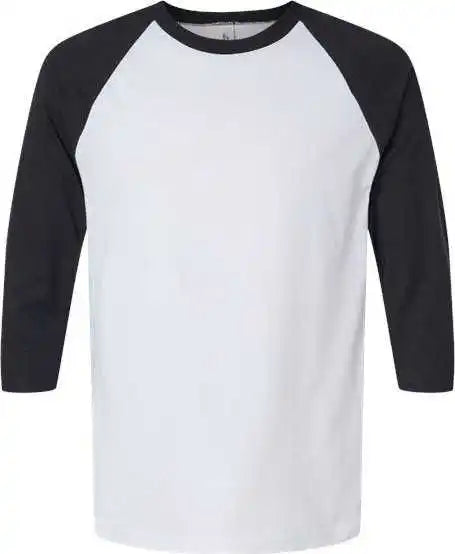 American Apparel 2003cvc Unisex Cvc Three Quarter Sleeve Tee White Black