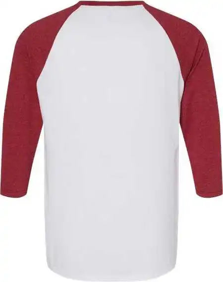 American Apparel 2003cvc Unisex Cvc Three-quarter Sleeve Tee - White Heather Cardinal
