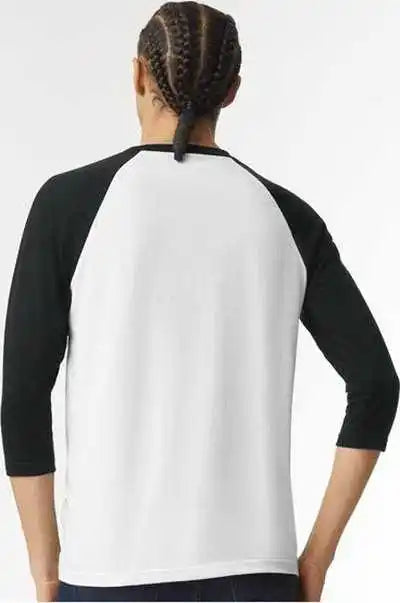 American Apparel 2003cvc Unisex Cvc Three Quarter Sleeve Tee White Black