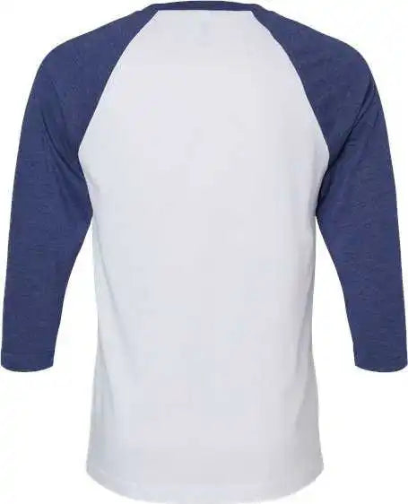 American Apparel 2003cvc Unisex Cvc Three-quarter Sleeve Tee - White Heather Indigo