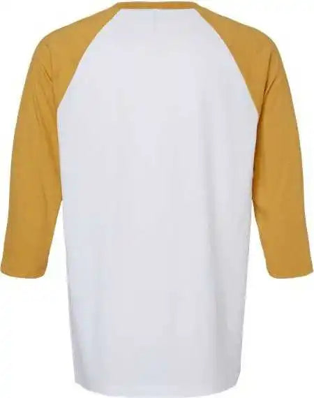American Apparel 2003cvc Unisex Cvc Three-quarter Sleeve Tee - White Heather Mustard