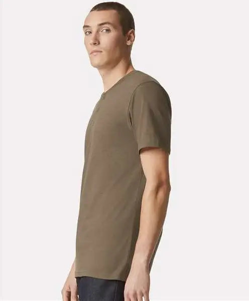 American Apparel 2004cvc Cvc Henley Tee - Heather Army