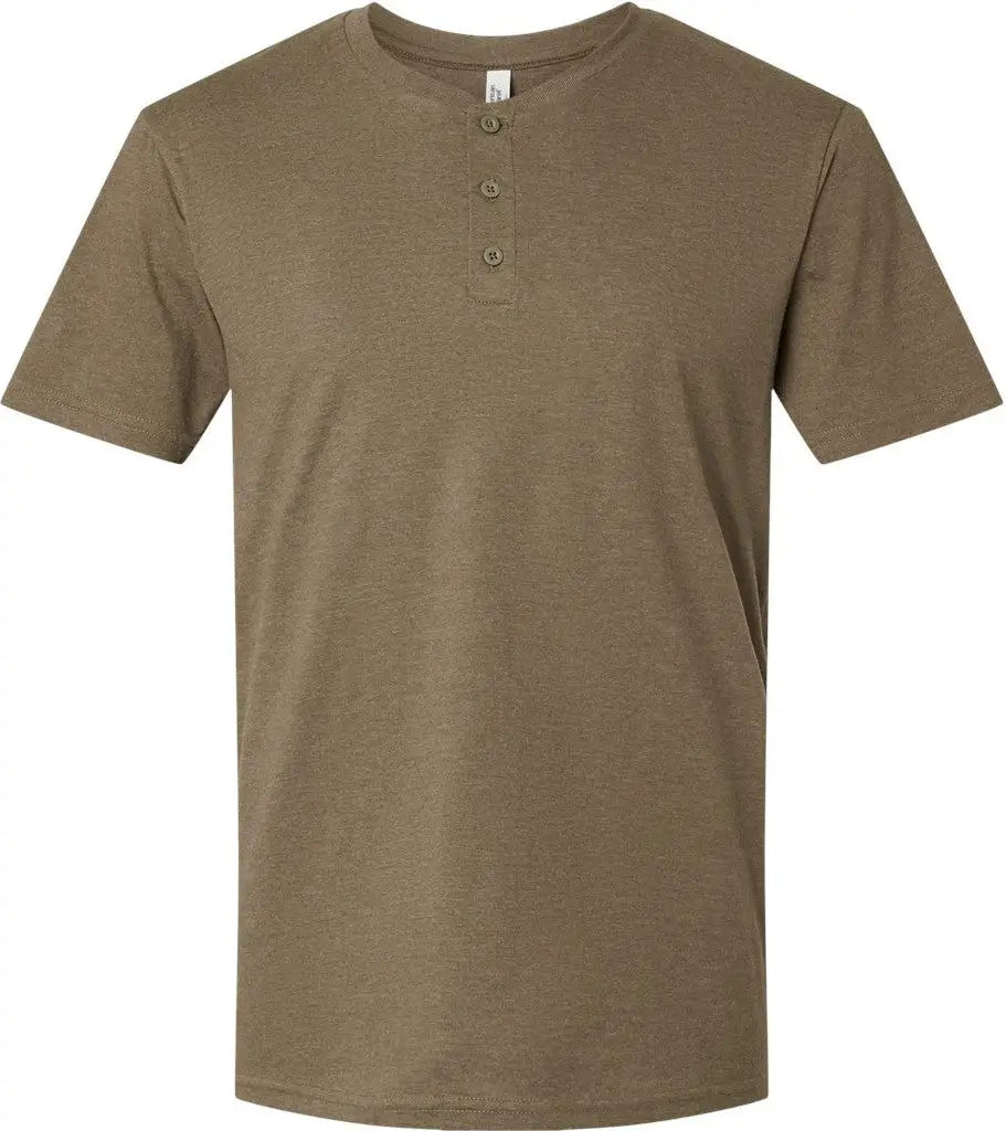 American Apparel 2004cvc Cvc Henley Tee - Heather Army - Olive / s
