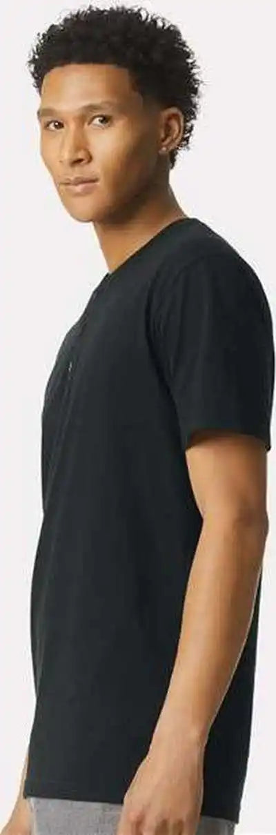 American Apparel 2004cvc Unisex Cvc Henley Tee Black