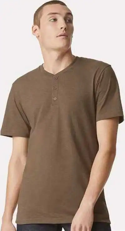 American Apparel 2004cvc Unisex Cvc Henley Tee - Heather Army
