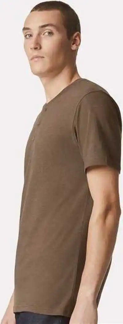 American Apparel 2004cvc Unisex Cvc Henley Tee - Heather Army