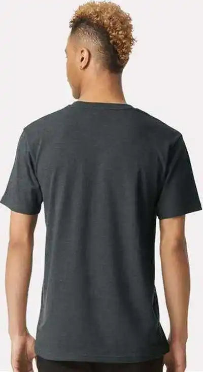 American Apparel 2004cvc Unisex Cvc Henley Tee Heather Charcoal