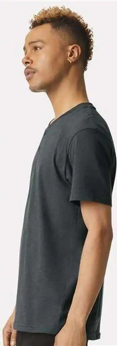 American Apparel 2004cvc Unisex Cvc Henley Tee Heather Charcoal