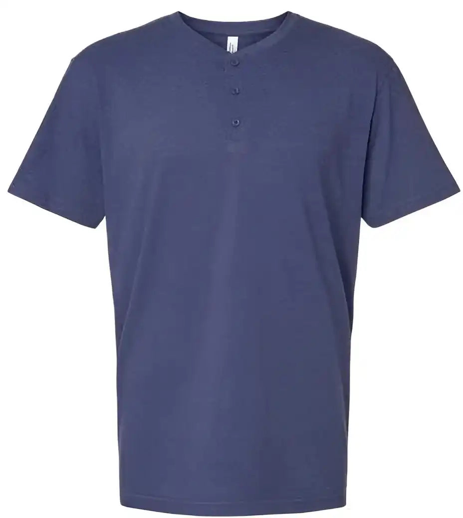 American Apparel 2004cvc Unisex Cvc Henley Tee Heather Indigo