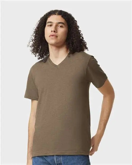 American Apparel 2006cvc Cvc V-neck Tee - Heather Army