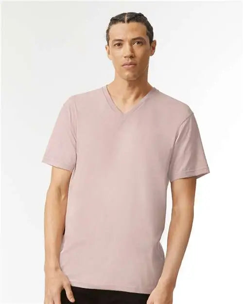 American Apparel 2006cvc Cvc V-neck Tee - Heather Blush