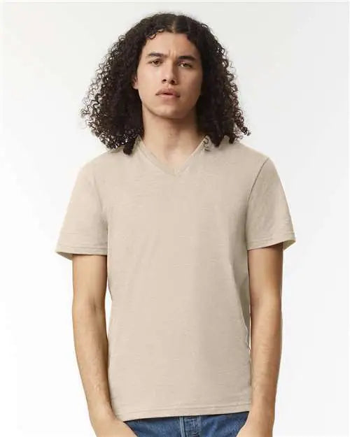 American Apparel 2006cvc Cvc V-neck Tee - Heather Bone
