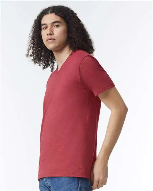 American Apparel 2006cvc Cvc V-neck Tee - Heather Cardinal