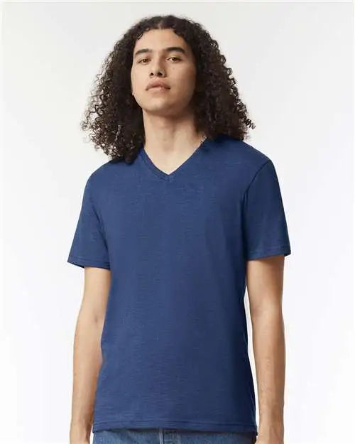 American Apparel 2006cvc Cvc V-neck Tee - Heather Indigo