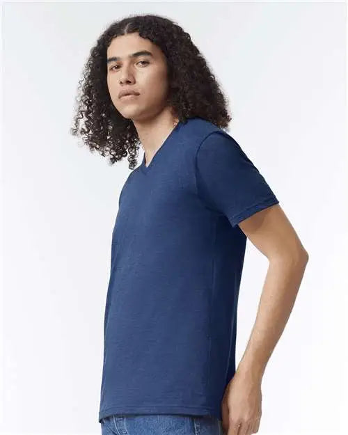 American Apparel 2006cvc Cvc V-neck Tee - Heather Indigo