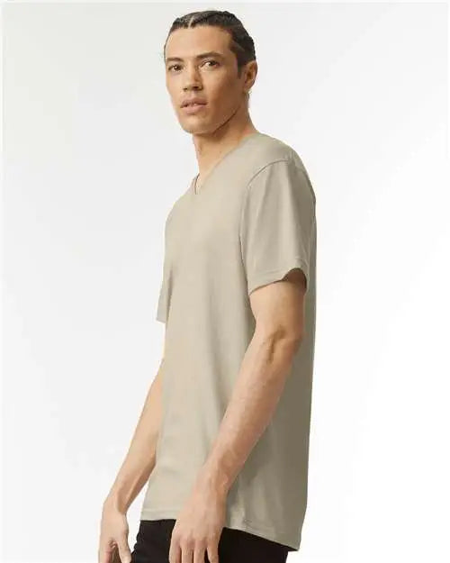 American Apparel 2006cvc Cvc V-neck Tee - Heather Khaki