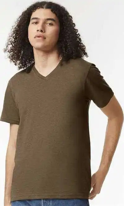 American Apparel 2006cvc Unisex Cvc V-neck Tee - Heather Army