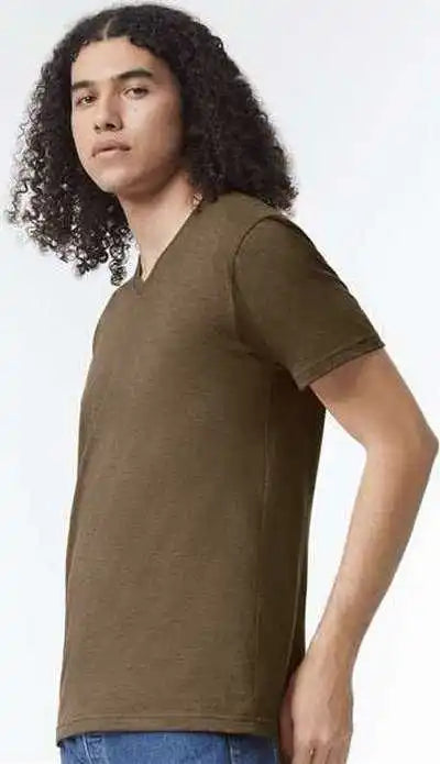 American Apparel 2006cvc Unisex Cvc V-neck Tee - Heather Army