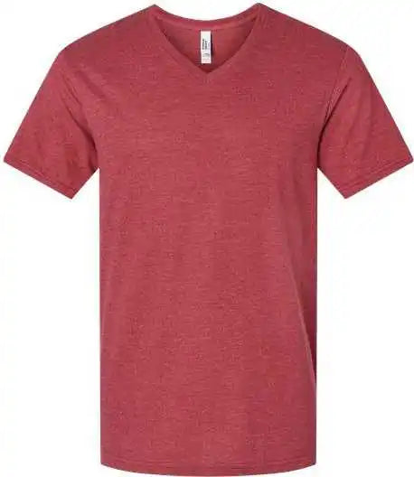 American Apparel 2006cvc Unisex Cvc V-neck Tee - Heather Cardinal