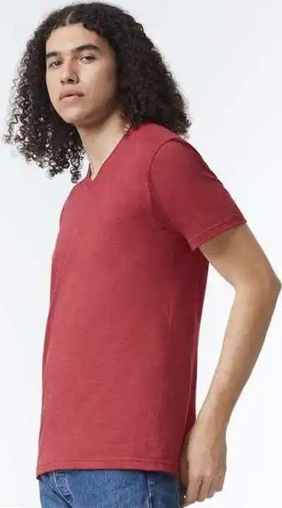 American Apparel 2006cvc Unisex Cvc V-neck Tee - Heather Cardinal