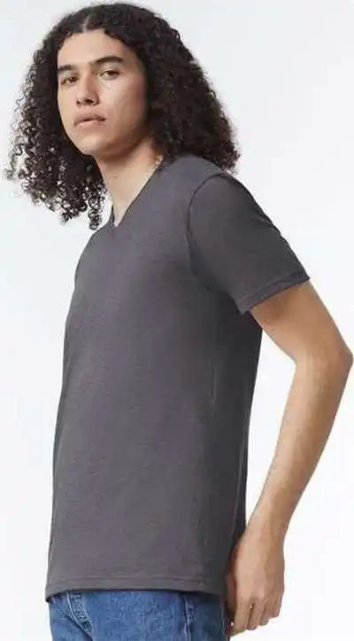 American Apparel 2006cvc Unisex Cvc v Neck Tee Heather Charcoal
