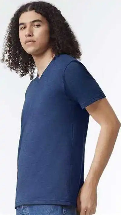 American Apparel 2006cvc Unisex Cvc V-neck Tee - Heather Indigo