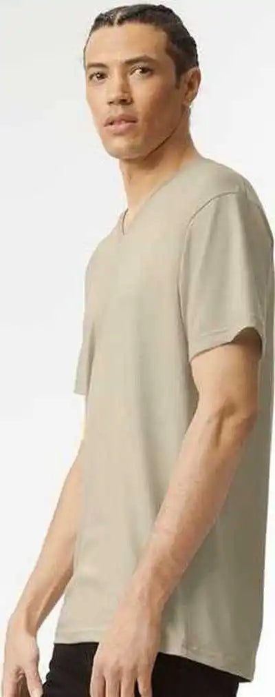 American Apparel 2006cvc Unisex Cvc V-neck Tee - Heather Khaki