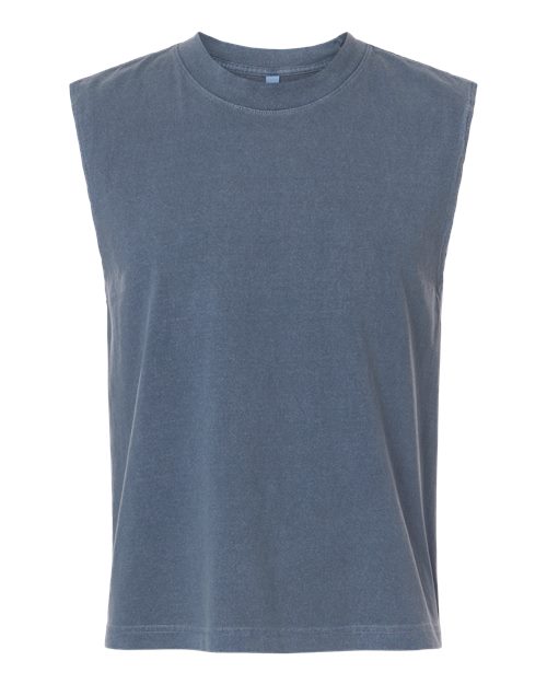 American Apparel 207gd Unisex Heavyweight Cotton Garment-dyed Mid-length Muscle Tee - Faded Navy