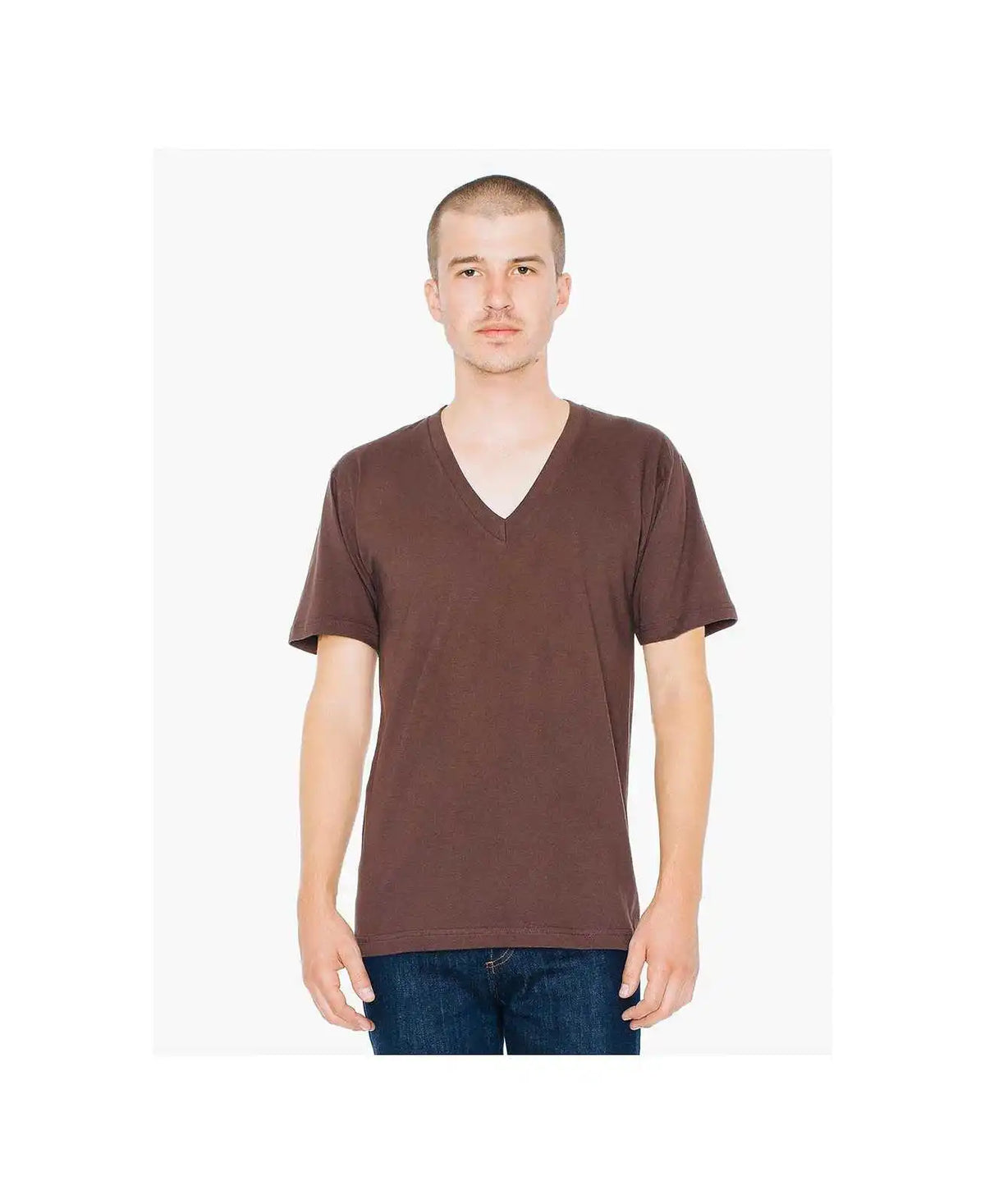 American Apparel 2456w Fine Jersey V-neck T-shirt - Brown