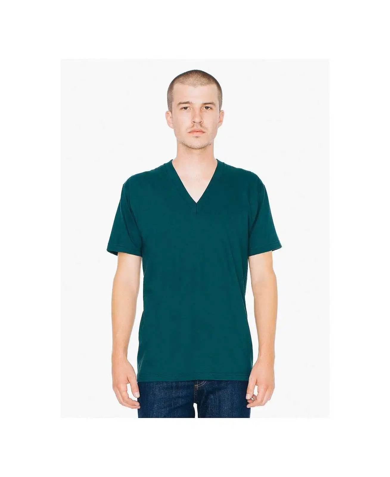 American Apparel 2456w Fine Jersey V-neck T-shirt - Forest
