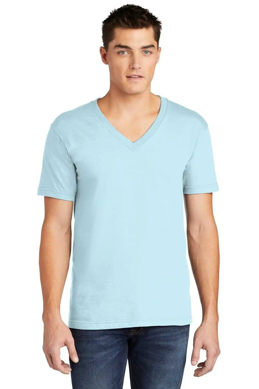 American Apparel 2456w Fine Jersey V-neck T-shirt - Light Blue