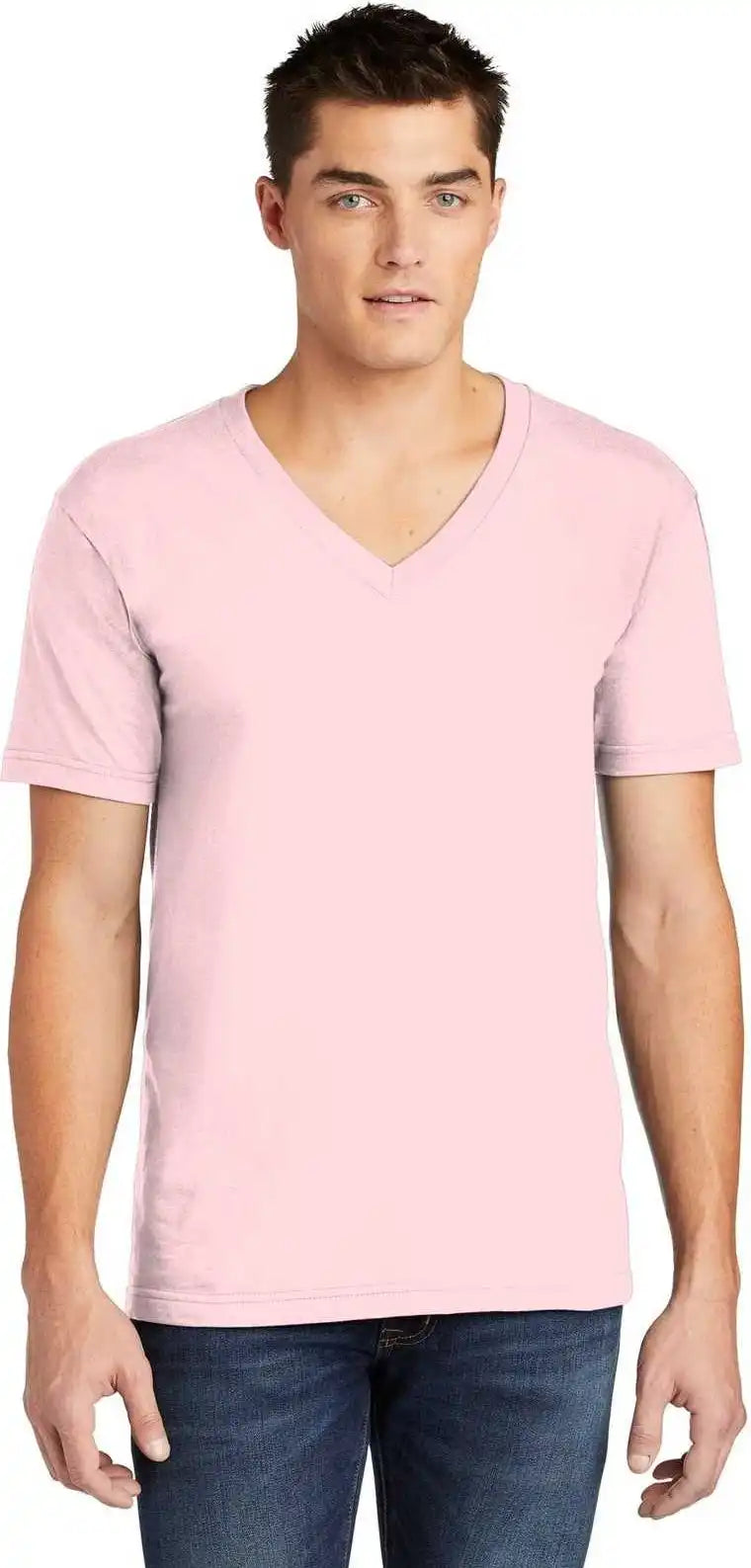 American Apparel 2456w Fine Jersey V-neck T-shirt - Light Pink