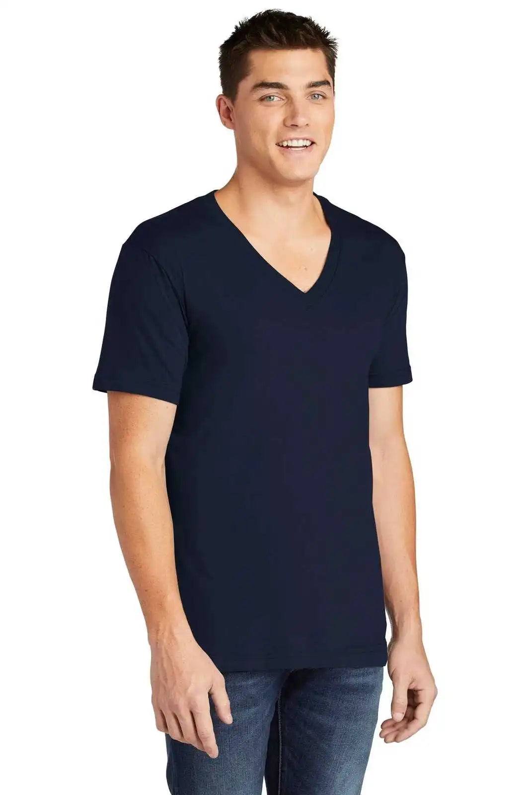 American Apparel 2456w Fine Jersey V-neck T-shirt - Navy