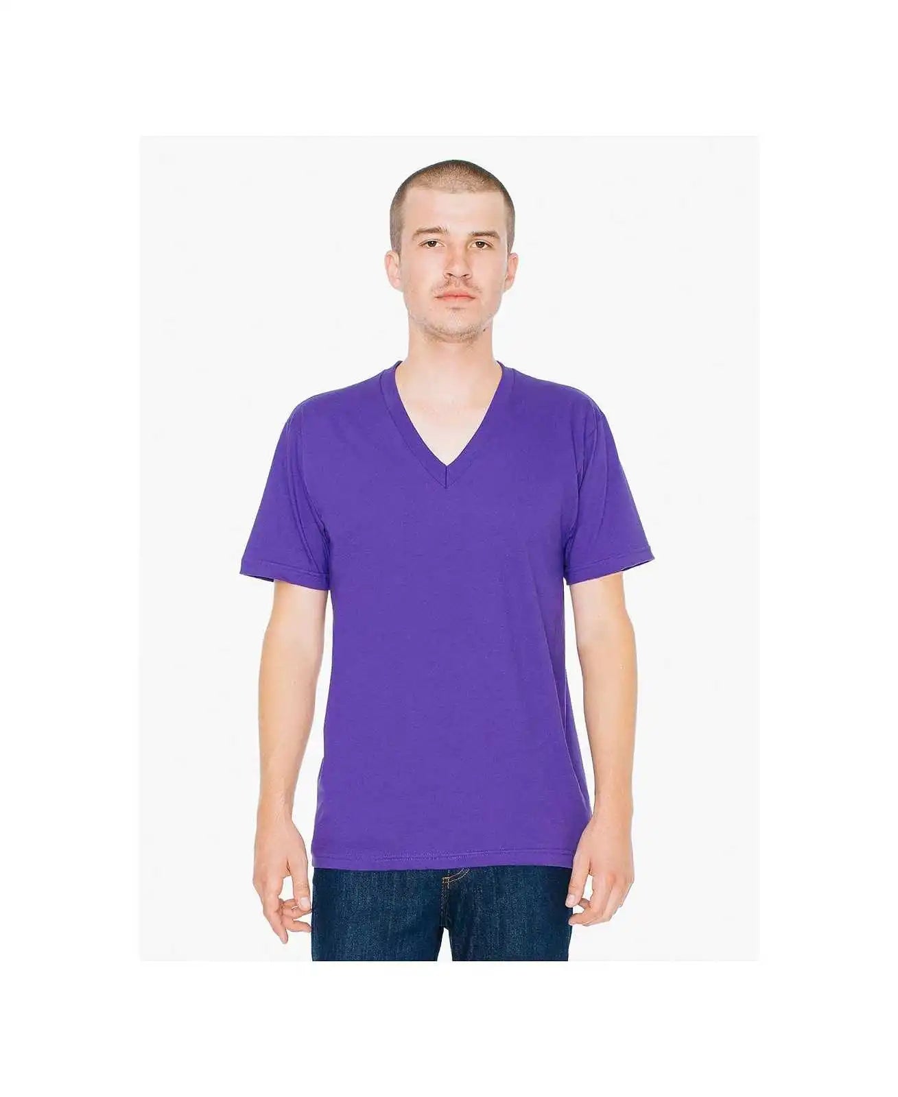 American Apparel 2456w Fine Jersey V-neck T-shirt - Purple