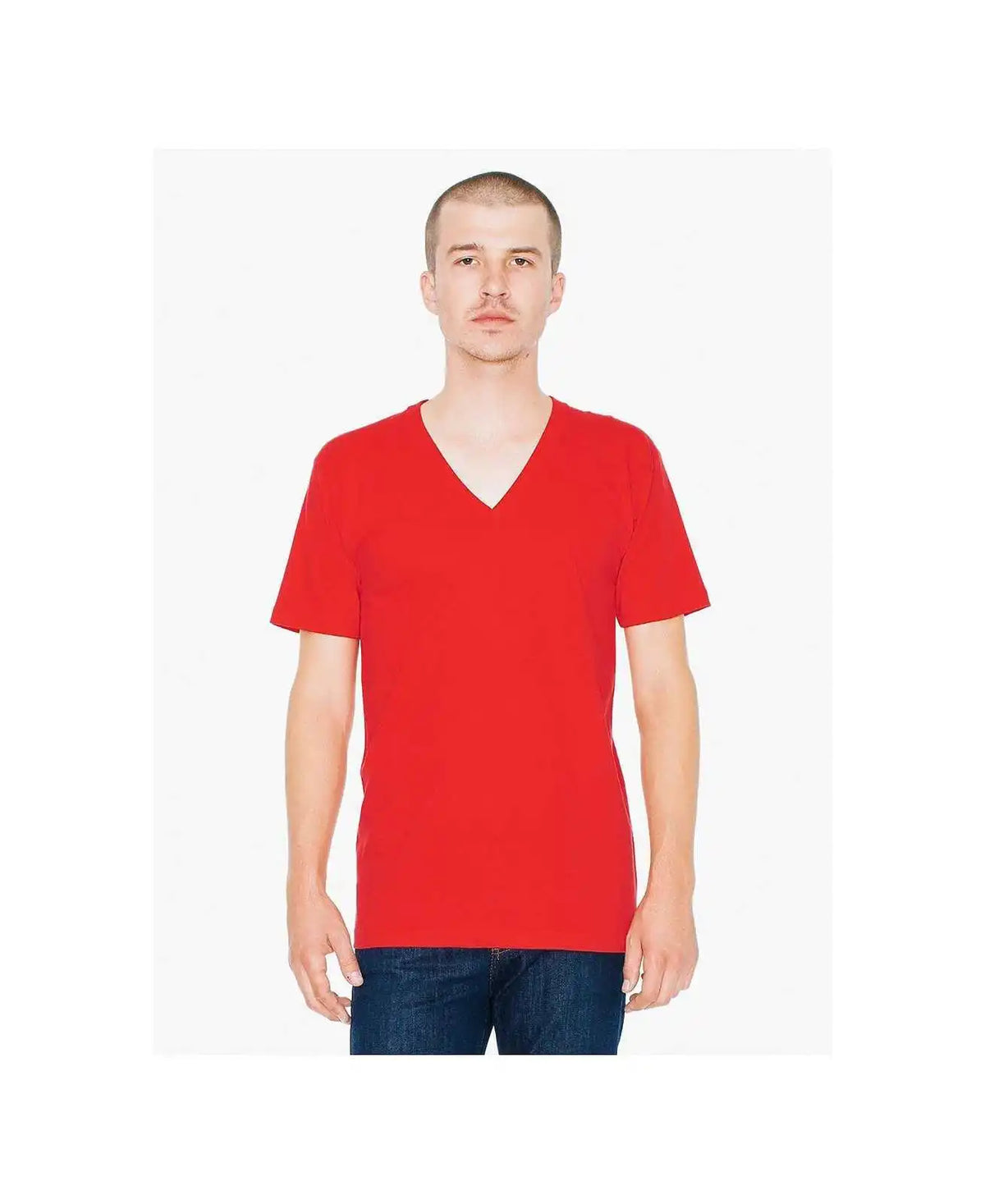 American Apparel 2456w Fine Jersey V-neck T-shirt - Red
