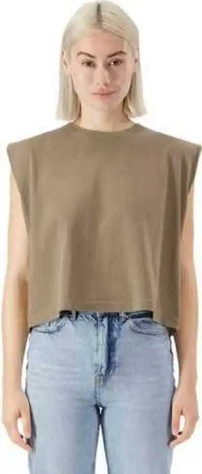 American Apparel 307gd Garment Dyed Women’s Heavyweight Muscle Tee Faded Brown