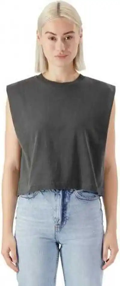 American Apparel 307gd Garment Dyed Women’s Heavyweight Muscle Tee Faded Black