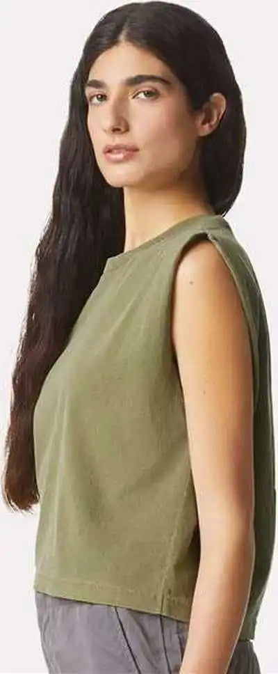 American Apparel 307gd Garment Dyed Women’s Heavyweight Muscle Tee - Faded Army