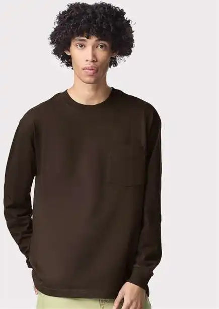 American Apparel 9410 Super Heavyweight Long Sleeve Pocket Tee - Brown