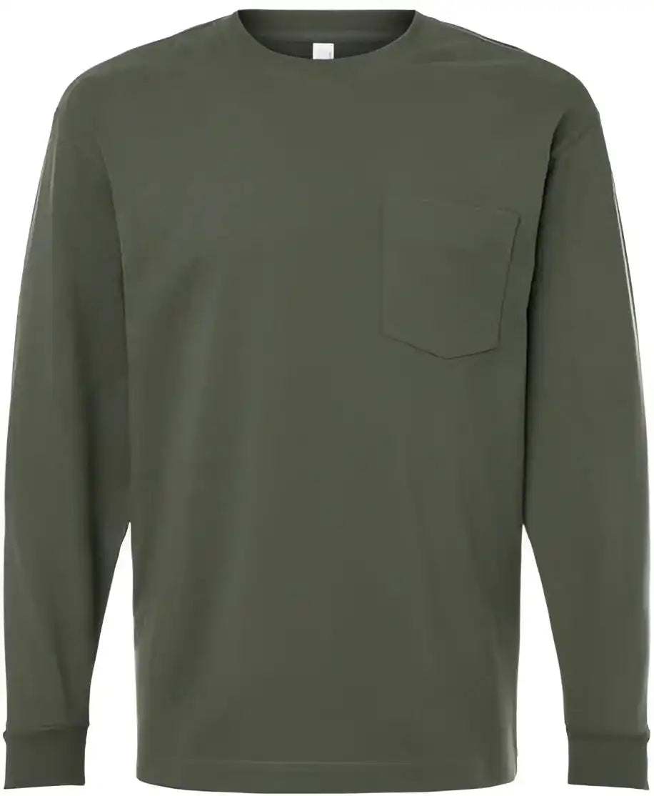 American Apparel 9410 Super Heavyweight Long Sleeve Pocket Tee Lieutenant